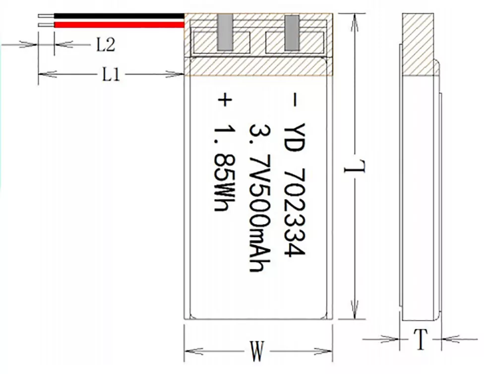 1.85Wh 702334 Customized Battery with Molex Connectors